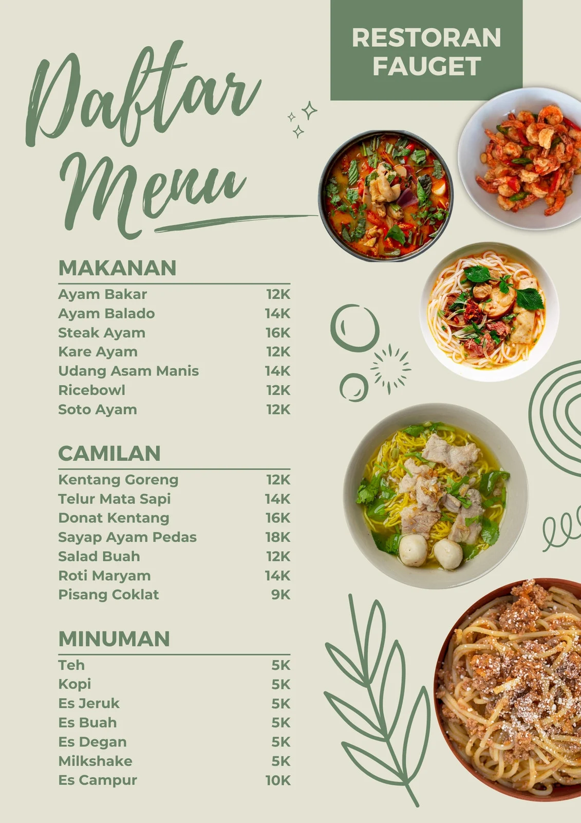 Cetak Menu Restoran / Café – Custom Desain & Ukuran